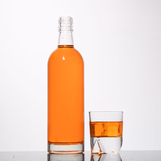 Garrafa de vidro personalizada 500ml 700ml 750ml, garrafa de vidro transparente vazia, garrafa de vidro de vodka, uísque, tequila, gin, licor, bebidas espirituosas