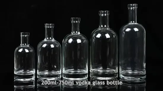 250ml 350ml 500ml 700ml 750ml Whisky Vodka Brandy Gin Garrafa de vidro de alta qualidade