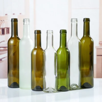 Garrafas de vinho de vidro bordeaux verde antiga transparente de 750 ml vazias de alta qualidade